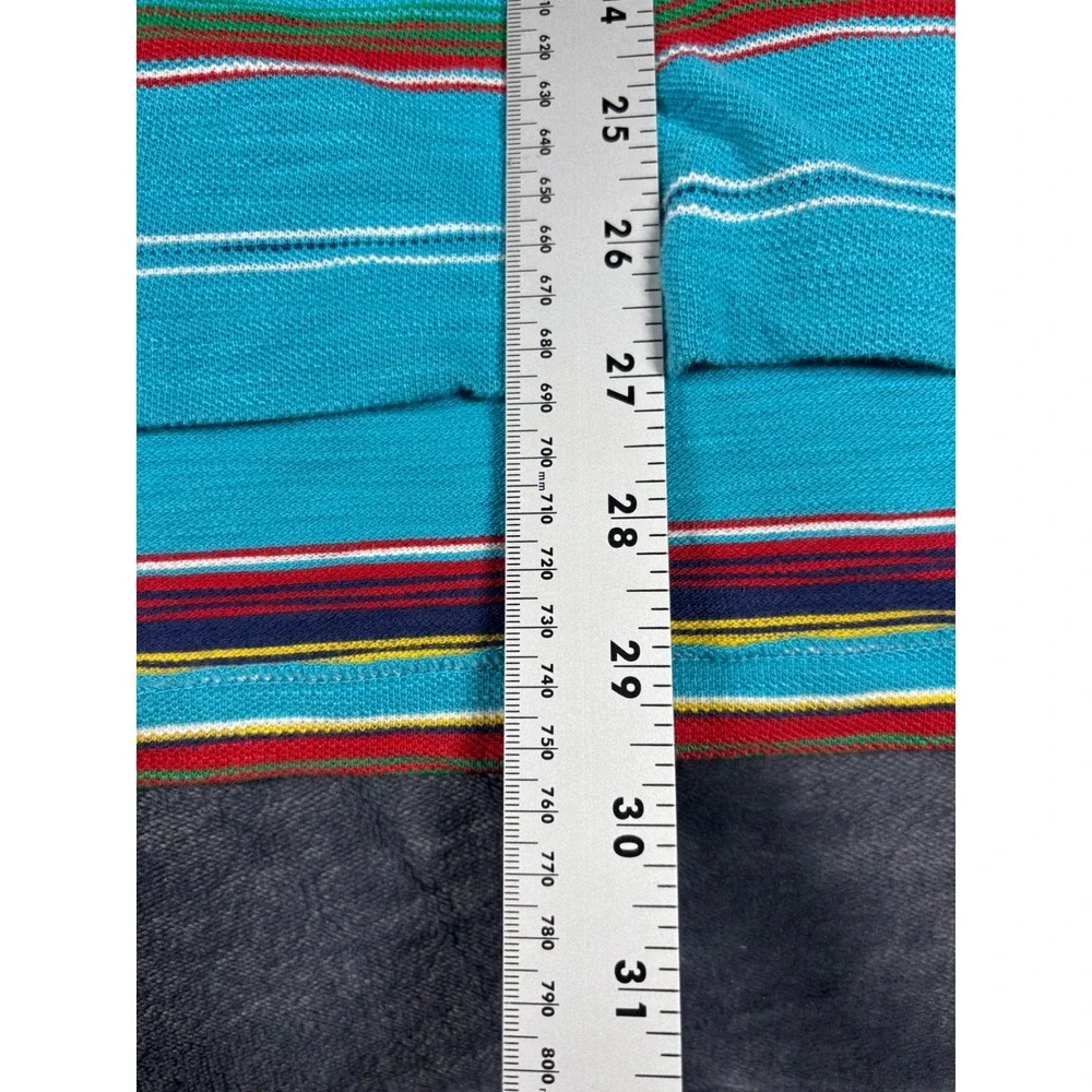 Polo Ralph Lauren Mens Large Turquoise Blue Multi Color Striped Polo Shirt L